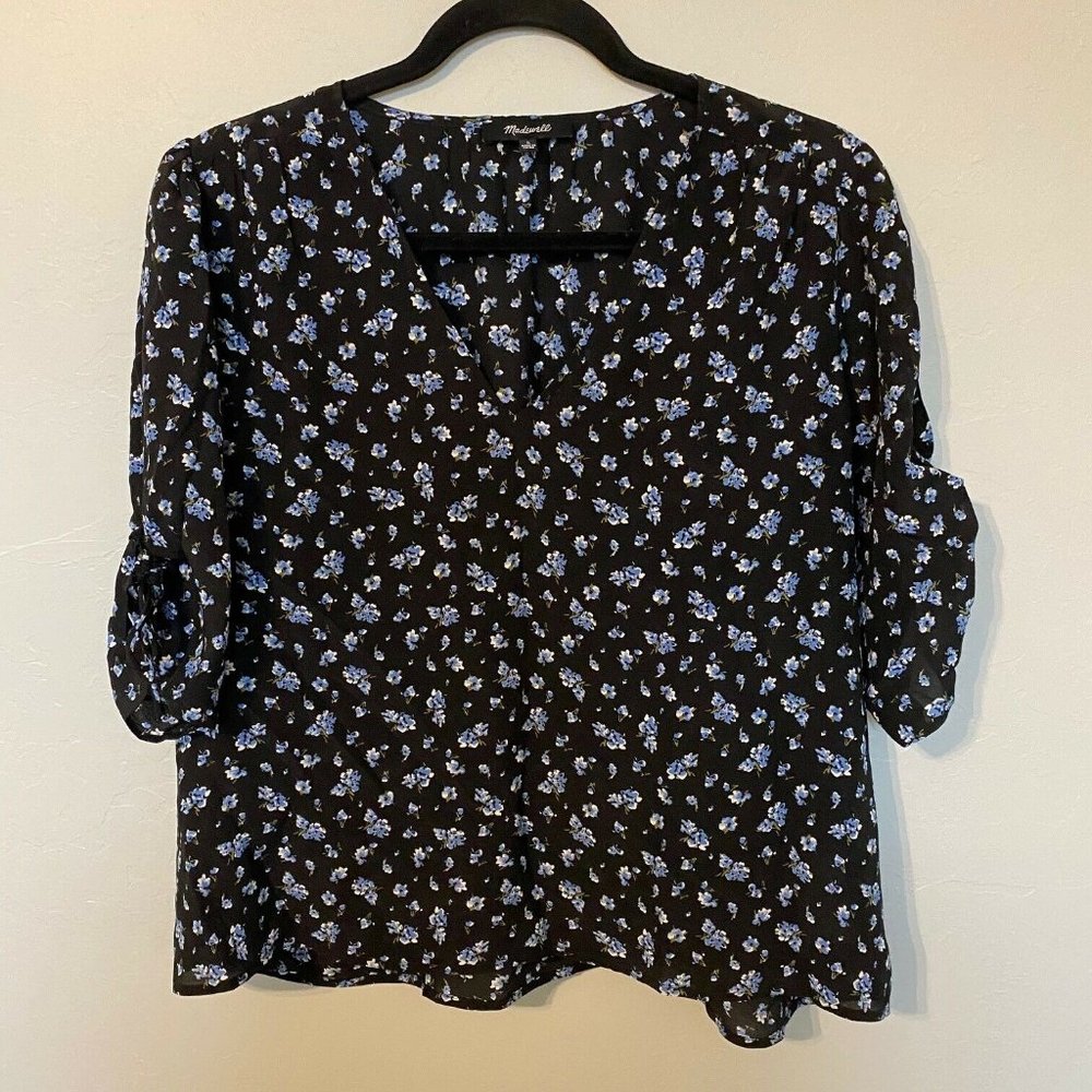 Madewell Black Floral Blouse